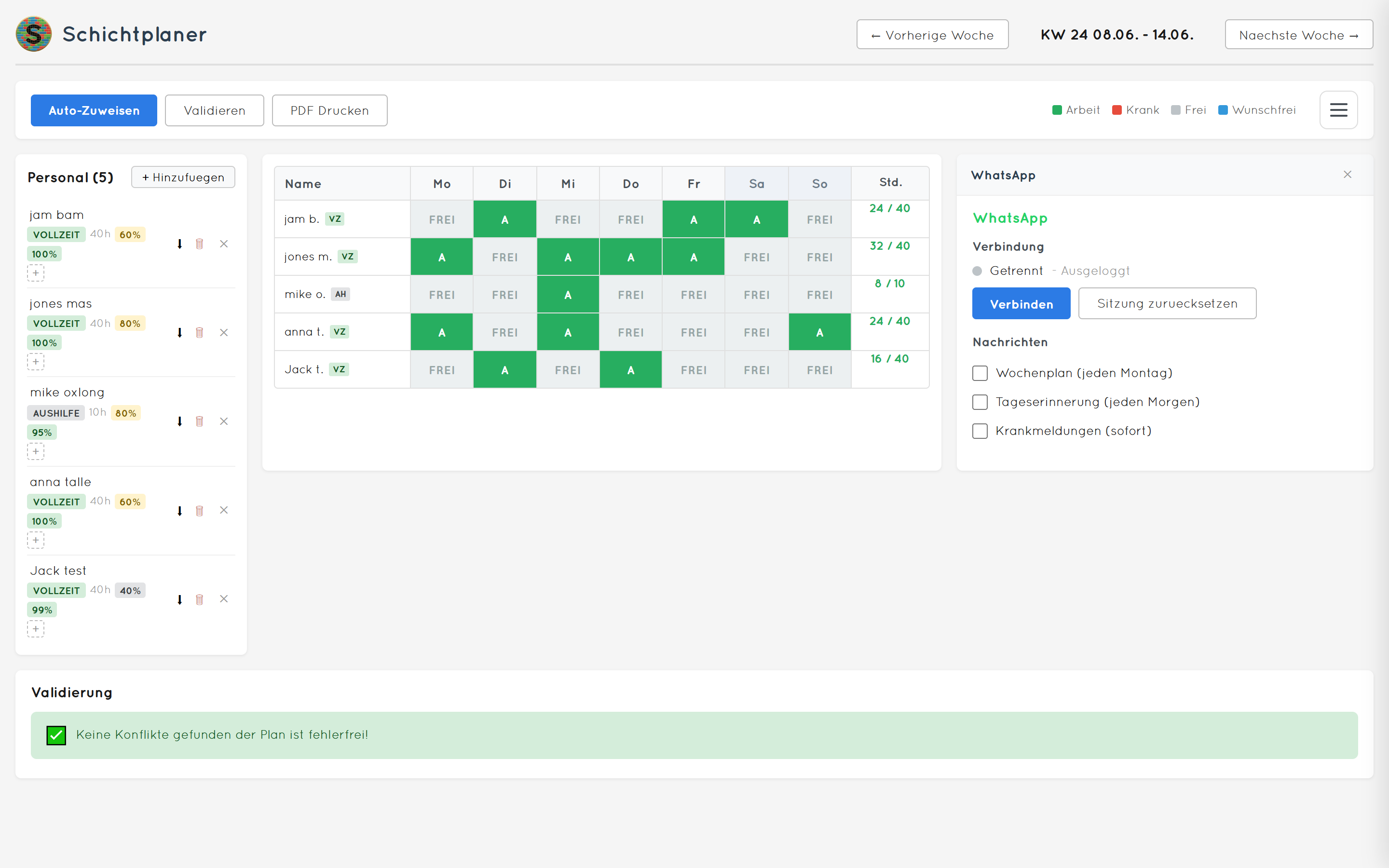 Schichtplaner — WhatsApp bot module